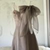 NICOLE MILLER TAUPE A-LINE PARTY DRESS